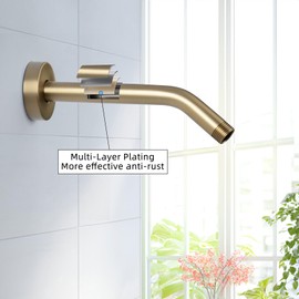 KAPHOME 8 Inch Shower Arm with Flange,Wall Mount Shower HeadArm for Fixed & Handheld Showerheads,Replacement Stainless Steel Shower Extension Arm,Brushed Gold,6Z4MK