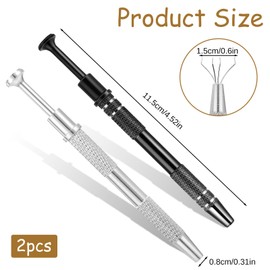 2 PCS Piercing Ball Grabber Tool Stainless Steel Jeweler Pick Up Tool Diamond Claw Tweezers 4 Claw Gem Picker Tool Pink Chip Pick for Small Parts Pickup (Black & Silver)