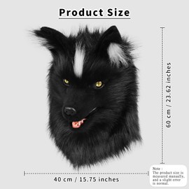 COSYEARS Animal Wolf Mask Cosplay Costume Accessories Furry Faux Fur Dog Fox Full Head Therian Masks Anime Dress up Party