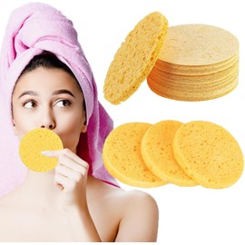 20 Esponjas Faciales Comprimidas, Esponja para Lavar la Cara, Esponjas para Limpieza Facial y Maquillaje, Fibra Natural, Reutilizables y Exfoliantes, para Limpieza Profunda y Desmaquillante (20 Pcs)