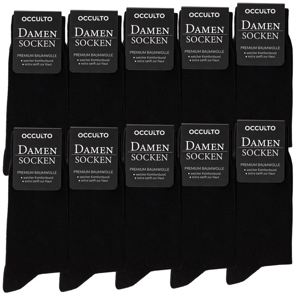 Occulto Women's Black Socks Pack of 10-20 (Model: Hermine), 10