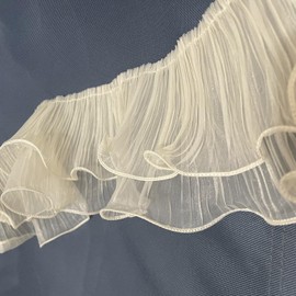 Creativesugar Aplique de Gasa Plisada con Volantes de 3 Yardas, Ribete de Dos Capas, para decoración de Bolsos, Manualidades de Costura (Albaricoque)