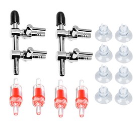 2Pcs 2-Way Aquarium Air Flow Control Lever Valve Distributor Splitter Pump Accessories Set with 4 Check Valves & 8 Suction Cups for Fish Tank
