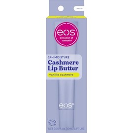 eos Mantequilla de labios de cachemira – Cachemira de vainilla, péptidos voluminizadores, suavizante, mantequilla de labios eos, mantequilla de karité