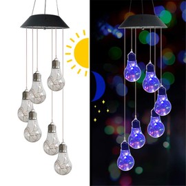 Ulalaza Solar Wind Chime Outdoor LED Color Changing Solar Lights Romantic Décor for Patio Garden Yard Home (Bulb)