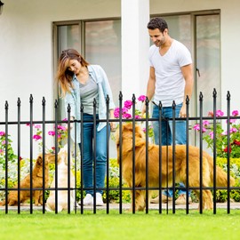 Thealyn Metal Garden Fence 36" H x 28" W (5 Panels, 11.6 Ft Total) Rustproof Animal Barrier No Dig Decorative Fencing for Dogs,Pet, Yard,& Patio, Easy Installation