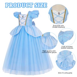 WYB Blue Dresses for Girls Kids Costume Cosplay Dress Party Outfits