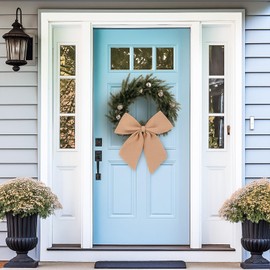 JenPen 2 Pack Wreath Sash for Front Door Boxwood Wreath Sash Garland Front Door Porch Decor(Linen,Brown)