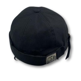 Leap Raupe Fisherman Cap, Roll Cap, Brimless Hat, Cap, Men's, Cotton, Black, Black, Black