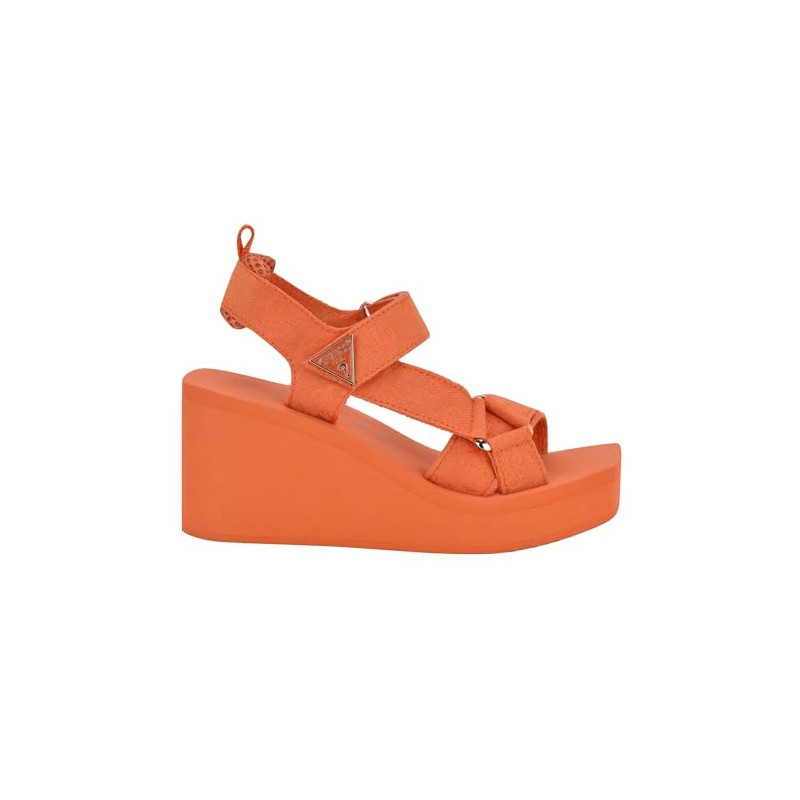 GUESS Women's Daysa Wedge Sandal, Orange Logo 800, 7