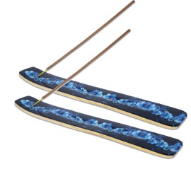 Bless-International Traditional-Handmade-Burner Wooden-Incense-Stick-Holder Ash-Catcher-Stand For-Aromatherapy-Meditation-Yoga (Meditation Time) Pack of 2