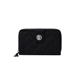 Vera Bradley Women's Performance Twill Turnlock Wallet With RFID Protection, Black, One Size