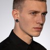 Viking Rune Stud Earrings 925 Sterling Silver Natural Black Onyx