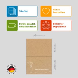 Partycards Pack of 50 Place Cards, Birthday, Place Cards, Wedding Name Cards for Labelling, Table Decoration, Wedding, Communion, Confirmation, Christening, Wedding Decoration, Table Name Plate,