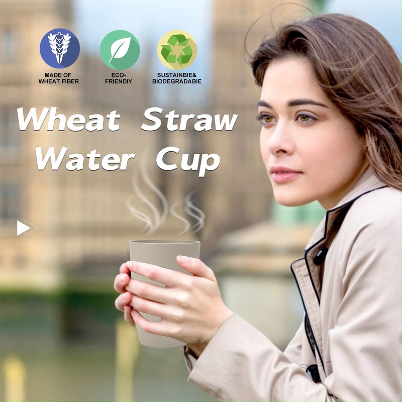 Wrova Wheat Straw Cups 6 PCS Good Alternative to Plastic