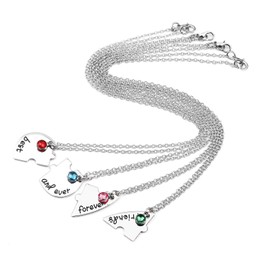 Bff Best Friends Forever 3 Necklace for Women Girl Friendship Gift Heart Puzzle Jewelry Initial Chain Necklaces Sisters Gifts, Metal, Cubic Zirconia