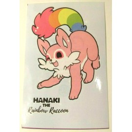 A&A Global Industries Tasty Peach Sticker Decal Glossy Cute Kawaii Animals Hanaki Rainbow Raccoon
