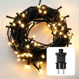 hellum Lichterkette 120 LED warmweiß Außen Outdoor 11,9 m Lichtlänge 10 m Zuleitung Trafo Deko Beleuchtung Garten Party <59 lm 561234