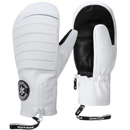 KUTOOK Ski Gloves Snowboard Gloves Men Women Mittens Waterproof Warm Winter Windproof Winter Gloves for Ski Snowboard Outdoor White S