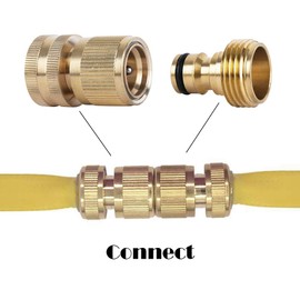 Garden Hose Quick Connect,3/4 inch Brass Female Thread Tap Connector Male Quick Connector Adapter Hose Connectors Hose Fittings for Car Wash Guns Garden Irrigation Systems(1 Pair)