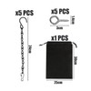 Pack of 5 Black Steel Chains with 5 Screw Hooks,