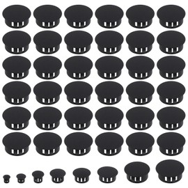 Swpeet 60Pcs 1" - 25mm Black Round Plastic Snap-on Hole Plugs Assortment Kit, Panel Plugs Fastener Cover for Furniture Protectors