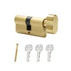 Solid Brass Lock Cylinder with 3 Brass Keys 63mm Door