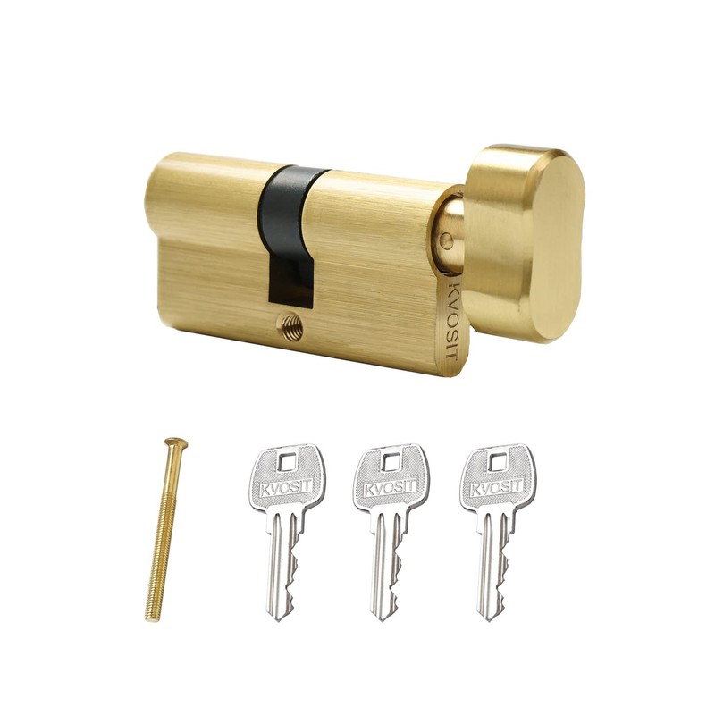 Solid Brass Lock Cylinder with 3 Brass Keys 63mm Door