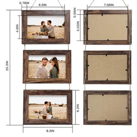 Rexllon 5x7 Wall Hanging Picture Frames Collage with 3 Opening Rustic Brown Frames