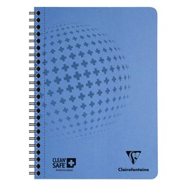 Clairefontaine 82562C Spiral Notebook Clean Safe 60 Sheets Micro-Perforated DIN A5 14.8 x 21 cm 90 g Antimicrobial Squared Pack of 1 Blue