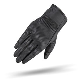 SHIMA BULLET Motorcycle Gloves Women's Leather Short Summer Motorcycle Gloves Protection Touchscreen City Leather Gloves Motorcycle Ventilated Reinforced Perforated Lightweight (Women, Black, L)
