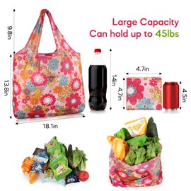 SZUAH 6 Pack Foldable Reusable Grocery Bags, Shopping Bags Grocery Tote Bags to Fits in Pocket, Lightweight, Strong & Machine Washable