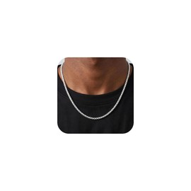 HIMSTORY Silver Chain for Men, 925 Sterling Silver Chain 6mm Diamond Cut Round Box Chains Mens Necklace Chains Gifts for Father Husband Mens Jewelry 22 Inch