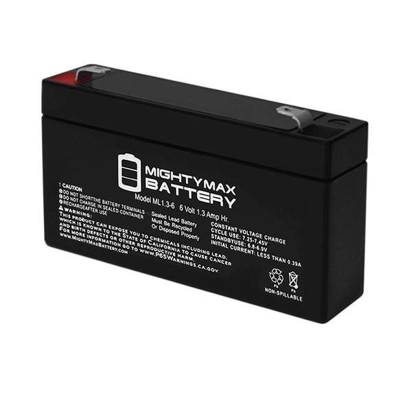 Mighty Max Battery 6V 1.3Ah Toyo Battery 3FM1.2 Replacement Battery Brand Product