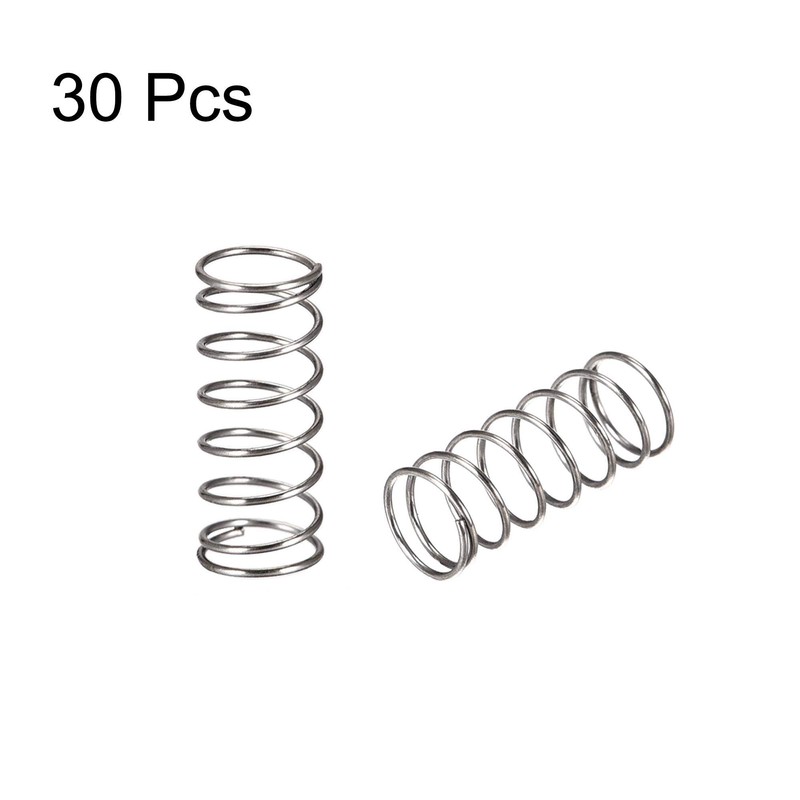 sourcing map Compressed Spring,4mmx0.3mmx10mm Free Length,1.5N Load Capacity,Gray,30pcs