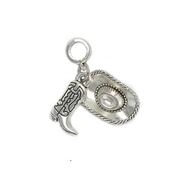Dangle Cowboy Hat and Boot Charms Bead for Bracelets