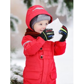 4 Pairs Kids Winter Gloves Waterproof Kids Snow Ski Gloves for Boys and Girls Warm Gloves for Cold Weather Children(Purple, Pink, Black, Red, 6-12 Years Old)