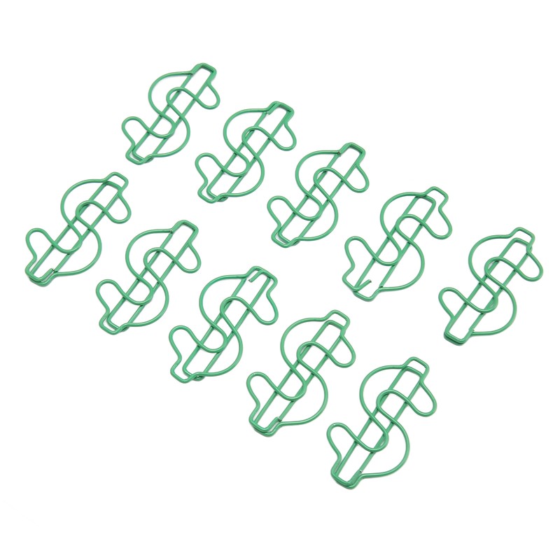 100pcs Dollar Shape Paper Clips Creatively Cute Plated Metal Bookmark