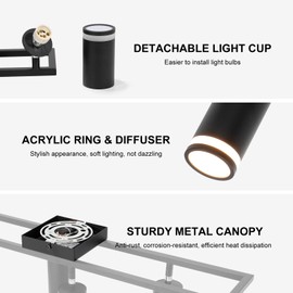 Ketom Modern Track Lighting Fixtures - Black 6 Light Ceiling Spotlight - Flexibly Rotatable GU10 Light Heads - Foldable LED Kitchen Track Lighting Kit for Bedroom Living Room Hallway