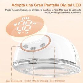 Extractor de Leche Electrico, Sacaleches Portátil Recargable 4 Modos 12 Etapas Sacaleches Gratuito Poco Ruido sin Sujetar con la Mano con boquillas Cabezal convertible de 17/19/21 mm (Blanco)
