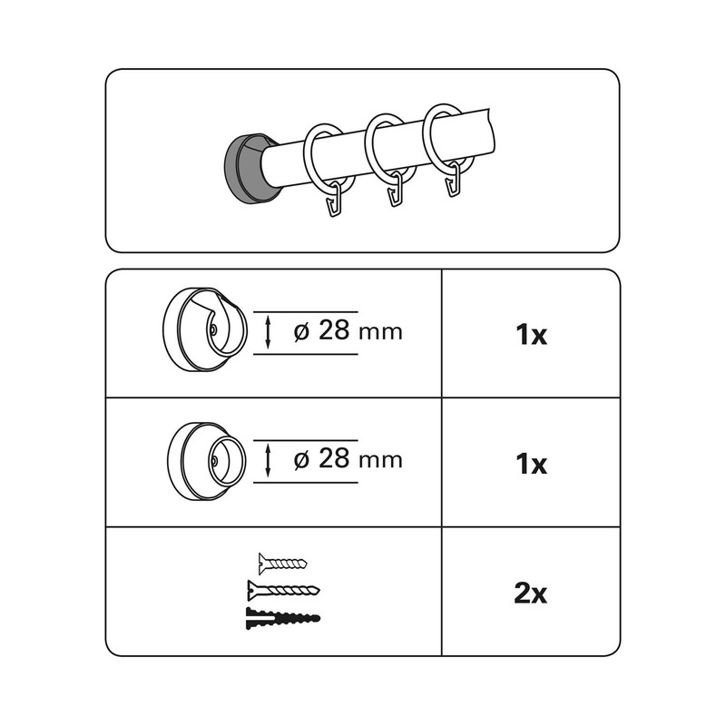 Gardinia Wall Bracket for Ø 28 mm Pine Wood Applicable