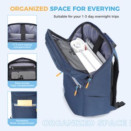 Ponhog Laptop Backpack - Casual Daypacks College Backpack 17.3 inch Laptop Backpacks Ergonomic Bookbag Cute Water Resistant Computer Bag for Women Men Travel Daily Trips Blue