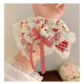 3Pcs Floral Hair Bandanas Scarf for Women, Chiffon Head Scarf Kerchief，Lace bow hair tie, headband, headband hair accessory (Style 1, One size)