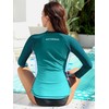 ATTRACO Womens Zip Front Rash Vest Long Sleeve Sun Protection