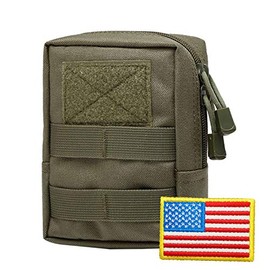 RubRab Molle Tactical Pouch for Belts Vests Backpacks Utility Gear Accessories Attachments Pocket Bag Outdoor Hiking Climbing Pack with Free USA Flag Patch (Regular, Green Bag)
