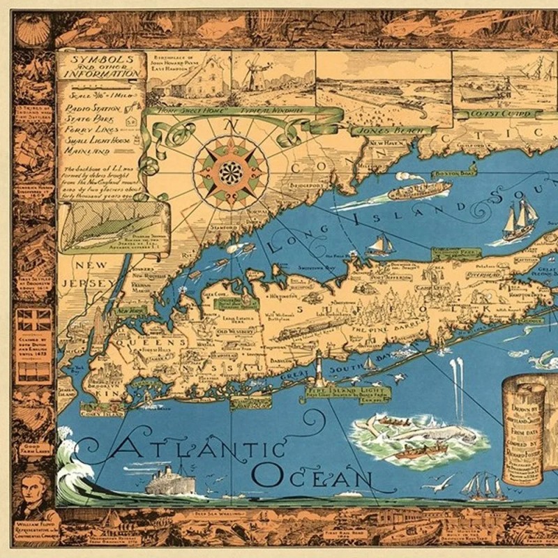 Homeroots 20" X 30" Vintage 1933 Map Of Long Island