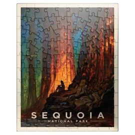 セコイア国立公園:自然大聖堂、ヴィンテージポスター - 大人用プレミアム100ピースジグソーパズル