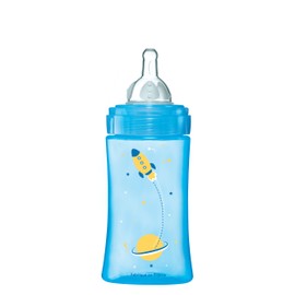 Dodie-Biberon Initiation+ Blue Astronaut - 0-6 Months, Round 3 Speed 2 Flow Teat - 270 ml