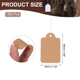 PATIKIL Price Tags with String Attached, 200 Pcs Kraft Paper Writable Blank Gift Jewelry Tags Marking Hang Tags for Labeling Clothing Pricing Garage Yard Sale, 1.89 x 1.18 Inch