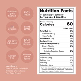 BLUEBIRD PROVISIONS Beef Bone Broth Protein Powder - Grass Fed Beef Powder - Collagen Rich for Humans - Pasture Raised Carnivore Protein Powder - Low Sodium Bone Broth